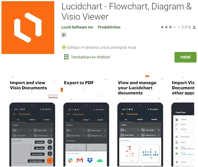 Aplikasi Android Bikin Flowcart Gratis
Lucidchart - Flowchart, Diagram & Visio Viewer