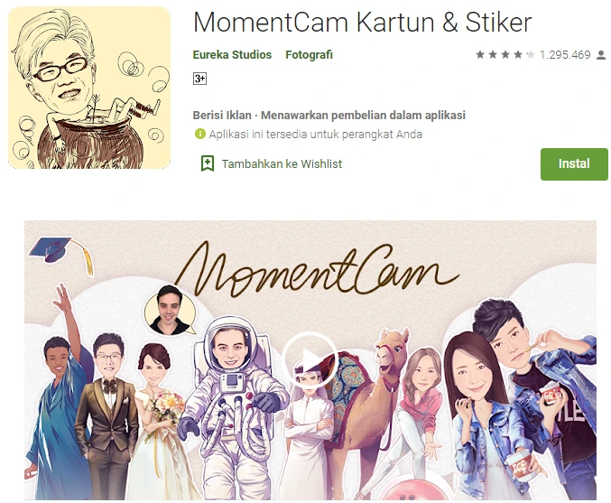 Aplikasi Membuat Karikatur Android 
MomentCam Kartun & Stiker